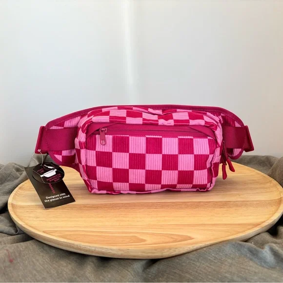 No Boundaries Pink Checkered Belt Bag, NWT - Picture 1 of 6